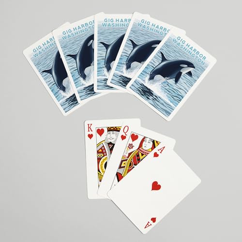 Juego de 52 Naipes Tamaño Poker Orca Whale Gig Harbor miniatura 7
