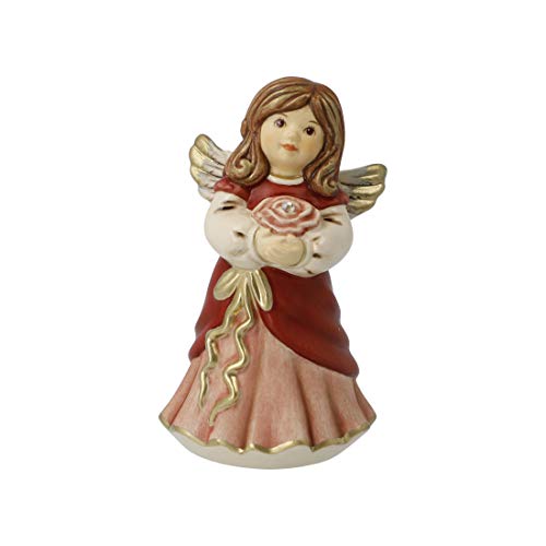 Goebel X-Mas Engels-Figur mit Rose aus Steingut mit Swarovski-Stein Mehrfarbig, Maße: 5cm x 4,5cm x 8,5cm, 41-639-29-1