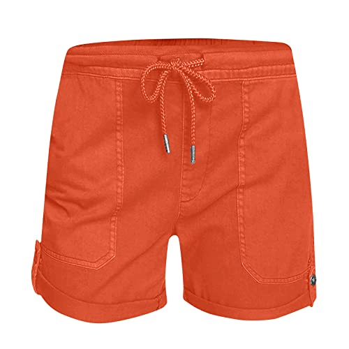 Coupons And Promo Codes For Prime Womens Casual Summer Shorts Drawstring Loose Fit Twill Chino Shorts With Pockets Beach Cute Comfy Shorts Women Plus Size Shorts Women's Bermuda Shorts Orange M #TOP3