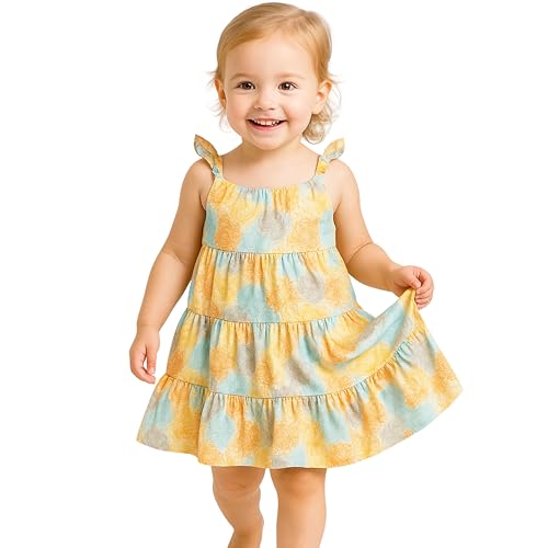 Image of TotzTouch Baby Girls Gathered Floral Printed Dress