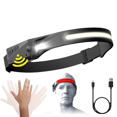 Reiteag Adventure Shop Light 2.0 Stirnlampe Led Wiederaufladbar, 230°Wide Stirnlampe Rotlicht, Kopflampe Sensor Headlamp, Wasserdichte Mit Kopflampe...