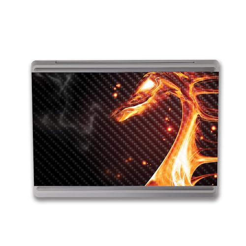 Image of MightySkins Carbon Fiber Skin Compatible with Microsoft Surface Laptop Go 3 (2023) Full Wrap Kit - Flaming Dragon | Protective Durable Textured Carbon Fiber Finish | Made in The USA