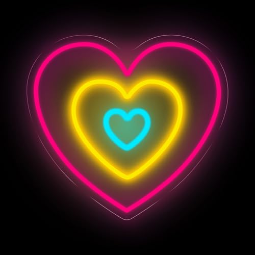 Heart Neon Sign for Wall Decor, Aesthetic Triple-Layer Heart LED Neon Light with Soft Colorful Glow for Bedroom & Romantic Night, Modern Neon Wall Art for Valentine’s Day Decorations 13.8'x12.6'