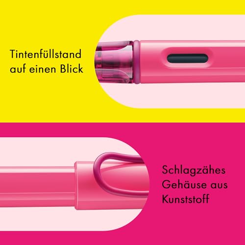 Lamy safari neonpink Füller mit polierter Stahlfeder in Strichbreite EF – Ansicht 3