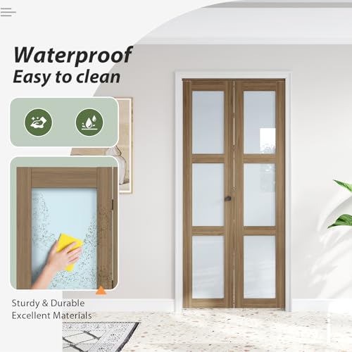 Image of FREDBECK Bifold Door for 32x80 Opening (Double 16x80),Glass Interior Doors
