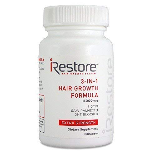 iRestore 3-in-1 Hair Growth Supplement with Biotin, DHT Blocker, Saw Palmetto, and Other Extracts (60 Count) – 3 Pack