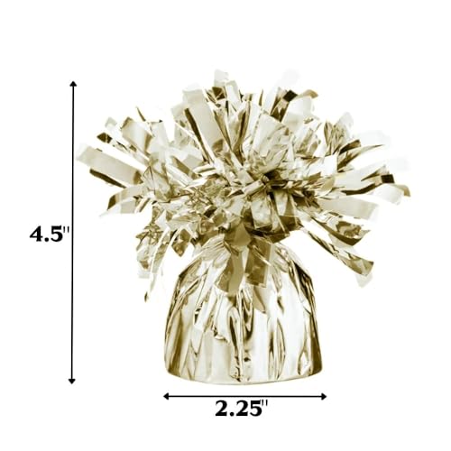 Image of Unique Foil Fringe Foil Balloon Weight - Gold, 1 Pc, 4.5 x 2.25 x 2.25 inch