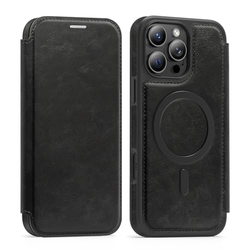 Étui cuir iPhone 14 Pro MagSafe clapet élégant protection