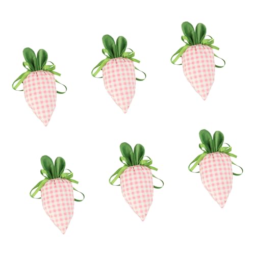 6Pcs Easter Carrot Shape Fabric Drawstring Candy Pouches for Party Treats and Wrapping Hare Ears