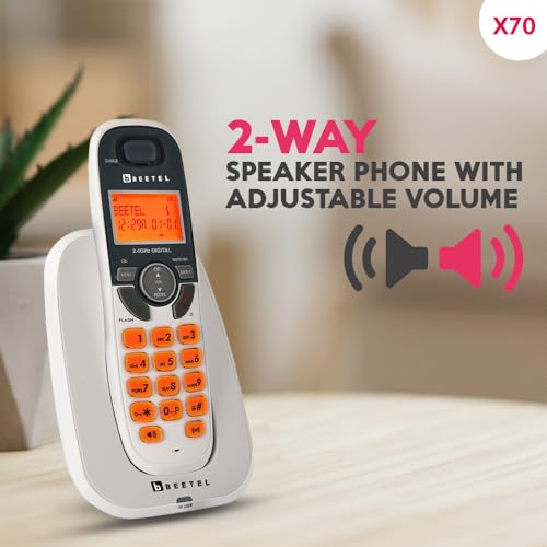 Image of Beetel X70 Expandable Cordless Landline Phone, 2.4GHz Frequency, 2 Way Speaker Phone, Ringer Volume, LED Notification for Ringer and Charging (X70)(White)
