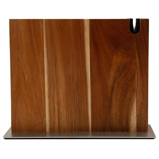 Ceppo coltelli da cucina magnetico XL con affilacoltelli integrato. Porta coltelli magnetico da cucina in legno massiccio. Ceppo coltelli da cucina professionali robusto ed elegante. (Acacia)