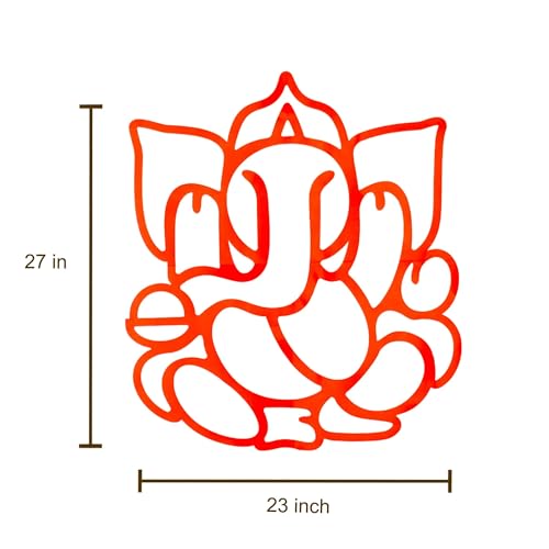 Image of Desi Favors Red Huge Lord Ganesh Cutouts | Indian DIY Backdrop Decorations | Ganapati Pooja Backdrop Decoration | Indian Goodes Cultures Events | Traditional Cutout | 27x23 inch (Pack of 2)