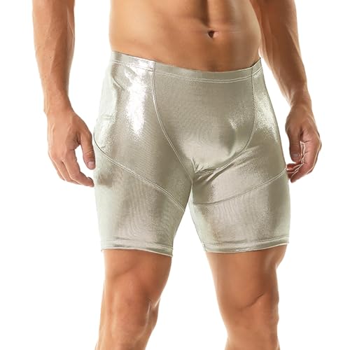YUFEIDA Mens Metallic Shiny Shorts Muscle Fit Workout Lounge Boxer Shorts Trunks3