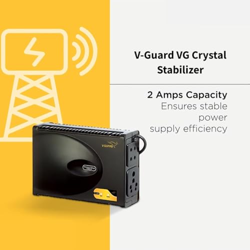 Image of V-Guard VG Crystal Stabilizer for LED / Plasma TV | Black | Home Theatre & Medical Equipment | 90V-290V Working Range | 2A Capacity | High & Low Voltage Protection
