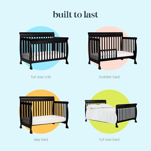 daVinci Kalani 4-in-1 Convertible Baby Crib - Strong, Easy to Assemble GREENGUARD Certified Crib - Convertible to Toddler Bed, Daybed, Full-Size Bed - Four Adjustable Mattress Heights - Ebony