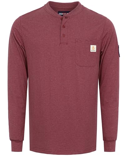 Image of BOCOMAL FR Shirts Flame Resistant Shirt 5.5oz 100% Cotton Light Weight CAT2 Fire Retardant Henley Shirts