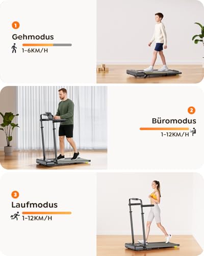 Laufband für Zuhause, 6 in 1 Walking Pad mit Steigung bis 10%, 12km/h (GELB) - 7