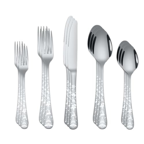 Image of Stainless Steel Flatware Utensils, Dishwasher Safe, Gift Package for Wedding - Housewarming, Cutlery Including Steak Knife - Fork and Spoon (15 Pieces, Color : Silver)