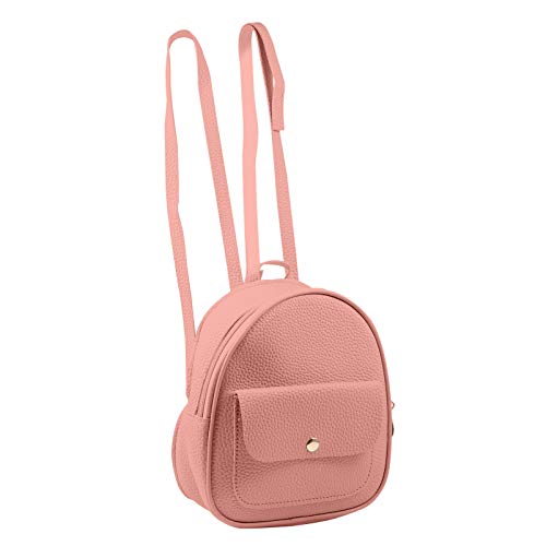 Mochila pequena de couro sintético Valicclud de mochila feminina chique, casual, com zíper, mini bol