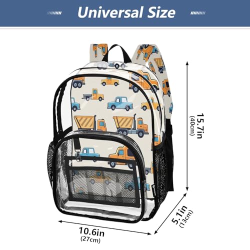 Clear Backpack for School Blue Yellow Car Truck Pattern Transparent Bookbag for Girls See Through PVC Boy Backpacks4