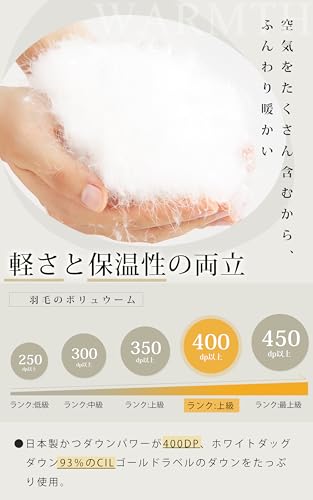 GOOSEA 羽毛布団 冬用 シングル ホワイトダックダウン93% CILゴールドラベル 400dp の商品画像 1