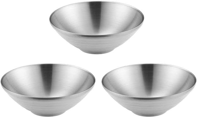 Large Ramen Bowls Set of 3 SUS304 Stainless Steel Salad Mixing Bowls Dinner Serving Bowls - Gold