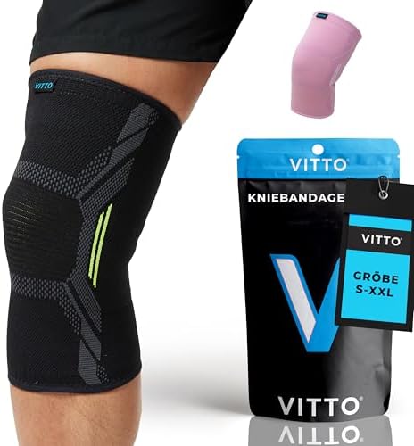 VITTO Kniebandage Männer/Damen – Bandage Knie für Meniskus und Arthrose, M | Kniebandage – Bei Knieschmerzen, Kniearthrose & Meniskusbeschwerden – unterstützt und stabilisiert das