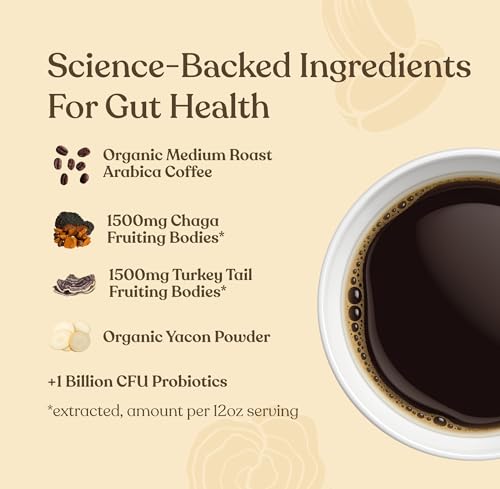 image for Four Sigmatic Gut Health Organic Ground Coffee | Medium Roast, Immune 