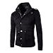 Men's Fall Slim Fit Trench Thick Military Rider Jacket SR708 (US Medium, Black)