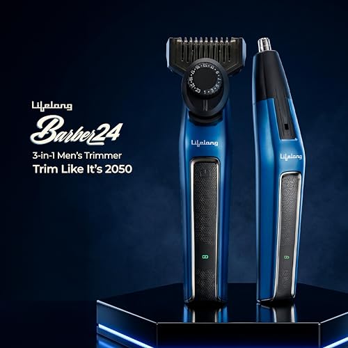 Image of Lifelong Beard Trimmer for Man | Trimmer Men Beard | All in One 24 Length Settings Cordless Rechargeable Shaving Machine for Beard, Hair, Nose & Full Body | 1.5Hr, TypeC, 1.5Hr Runtime | Grooming Kit
