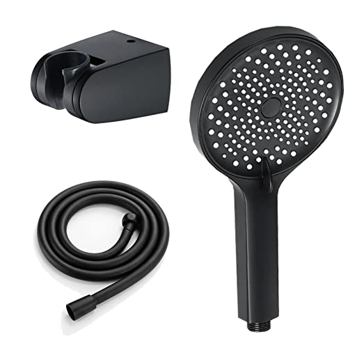 Cabezal de Ducha Manual Negro con Manguera 1.5 m