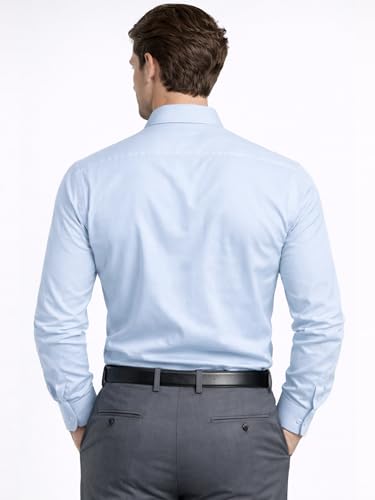 Image of FILO HEVIS Men's Shirt Regular Fit Solid Self-Cord Cotton Blended, Soft Fabric Stylish Formal Wear Man Shirt, Spread Collar Full Sleeves,(Available in Plus Size)