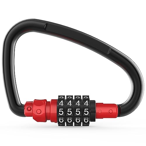 UP Security Large Carabiner Clip Heavy Duty, Combination Locking Carabiner 4-inch 25KN, Combo Lock D Ring Key Holder, Carbiner Carbineers, for Keychain, Climbing, Hammock Hooks, Gym, Backpack Safe