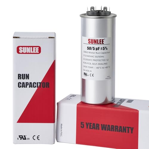 SUNLEE AC Capacitor 50/5 uF 370V / 440V CBB65 Dual Run Round - 50/5 MFD Run Capacitor for HVAC, Air Conditioner Condenser - UL Recognized & 5 Year Warranty - Image 3