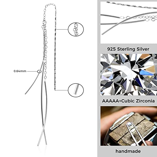 Linbiwer 925 Sterling Silver Earrings Fashion Dangle Hypoallergenic Silver Earrings Delicate Threader Earrings For Women (Silver) #TOP2