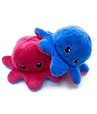 GS1 Global Office CLEMARS- Pulpo Reversible, Pulpo de Doble Cara, Pulpo Sonriente y Triste, Regalar, Esponjoso, blandito y cariñoso. (Azul- Rosa Fuerte)