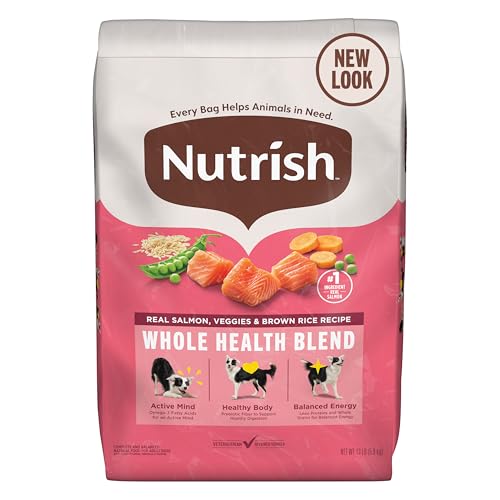 Nutrish Real Salmon, Veggies & Brown Rice Recipe Whole Health Blend Dry Dog Food, 13 lb. Bag, Packaging May Vary (Rachael Ray)