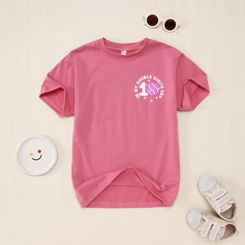 Image of IZYJOY in My Double Digits Era Shirts Girls 10th Birthday T-Shirts 10 Years Old Birthday Party Short Sleeve Summer Tee Tops