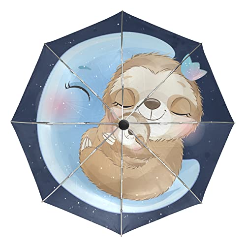 Cadeau de bébé mignon paresseux lune grand parapluie pliant pour parents et jeunes adultes