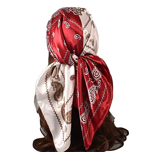 YOLAI Square Silk Like Head Scarf Women'S Fashion Silk Feeling Scarf For Hair Wrapping And Sleeping At Night