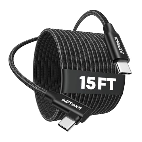 15FT Right Angle USB C to USB C Cable 60W Fast Charging, USBC to USBC Cord, Nylon Braided Extra Long Type C to Type C Charger for iPhone 17/16/15 Pro Max, MacBook Pro/Air, iPad Pro, Samsung Galaxy S25 - image 1