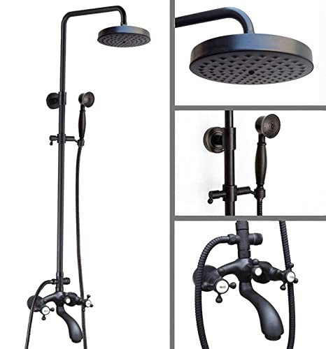 Mitigeur baignoire en laiton haut de gamme et douche de pluie 8 pouces noire