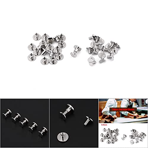 FTVOGUE 20Pcs/set Copper Flat Head Rivets Nuts Nails Leather Cap Accessory Set including Screws Repair Supplies(6.5mm) - Image 4