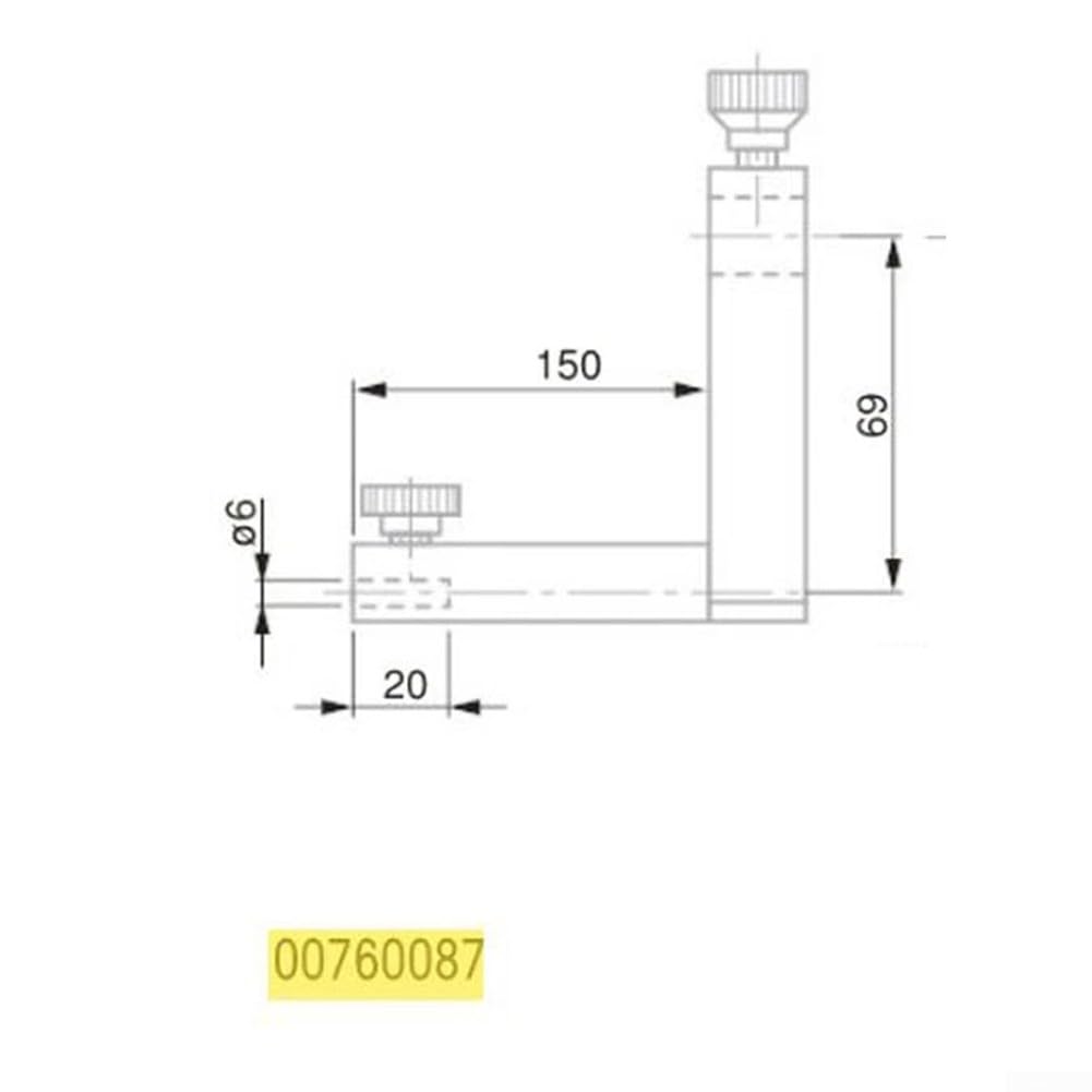 00760087 Brazo de fijación de sonda para medidor de altura HITE de 150 mm, soporte de inserción sin herramientas con ángulo ajustable, soporte de montaje de acero resistente al desgaste para sondas