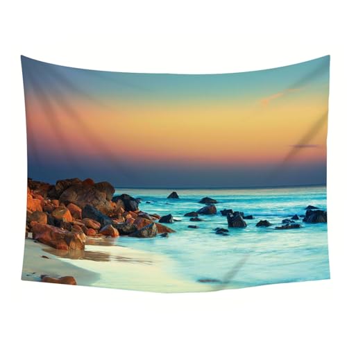 Tapiz de pared para dormitorio infantil de tela con paisaje de mar de 130 x 150 5