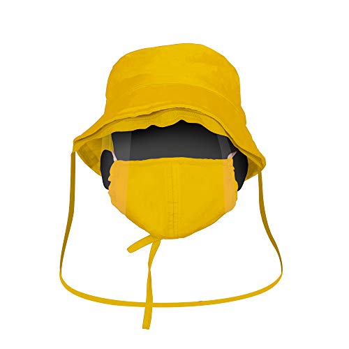 TOPWELL Sonnenhüte Schutzkappen Schutzvisier Kinderschutzhut Fischerhut Gesichtschutz Mütze Schutzhut Gesicht Baby mit Gesichtsschutz Schutzhut Sonne Outdoor-Hut für Staubdicht -Gelb/54-56cm Cover
