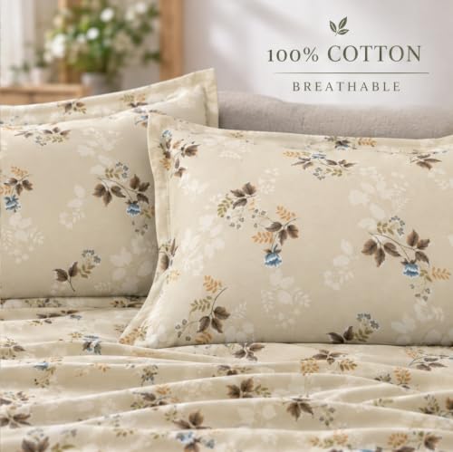 Image of Bombay Dyeing Floral Brown Super King Size Bedsheet Set (3 Pc)