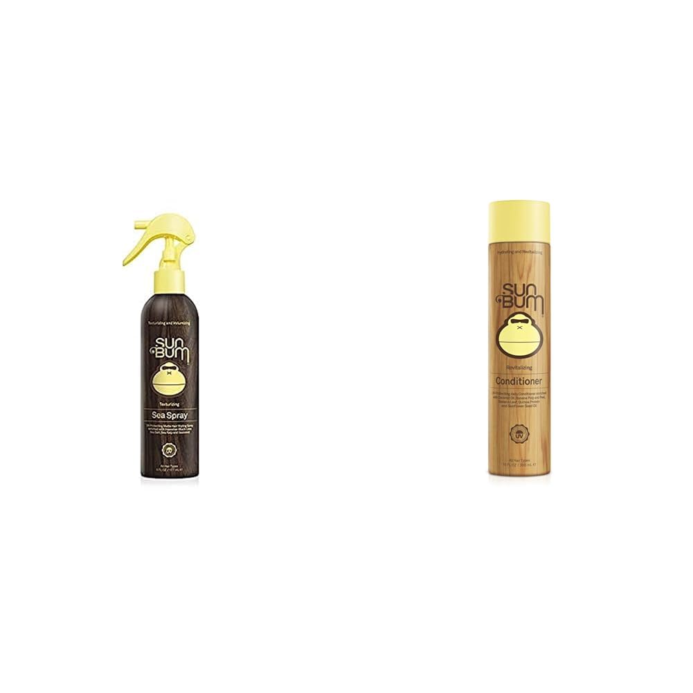Sun Bum Sea Spray|Texturizing and Volumizing Sea Salt Spray | UV Protection With a Matte Finish | Medium Hold | 6 FL OZ Bottle & Revitalizing Conditioner| Smoothing and Shine Enhancing