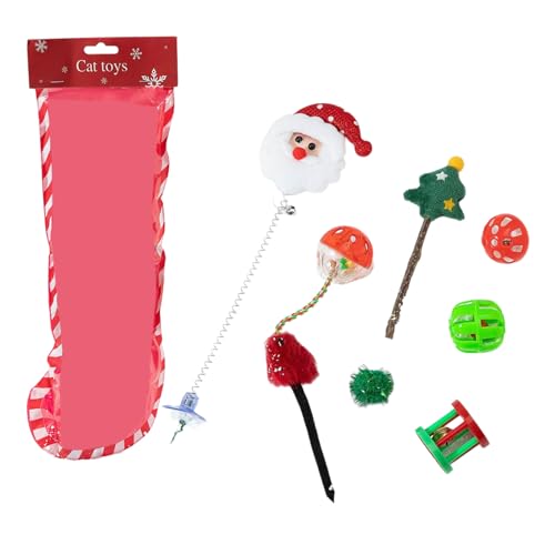Joyfulness Set di giocattoli per gatti di Natale Strumento di gioco giocattolo interattivo per giochi attivi ed esercizi festivi a tema gatti set da gioco