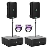 Mackie ThumpSub GO 8' 400W Battery-Powered Subwoofer & Thump GO 8' Bluetooth Loudspeakers (Pair) Bundle with 2X On-Stage Subwoofer Poles & 2X XLR-P20T Pro 20' Cables